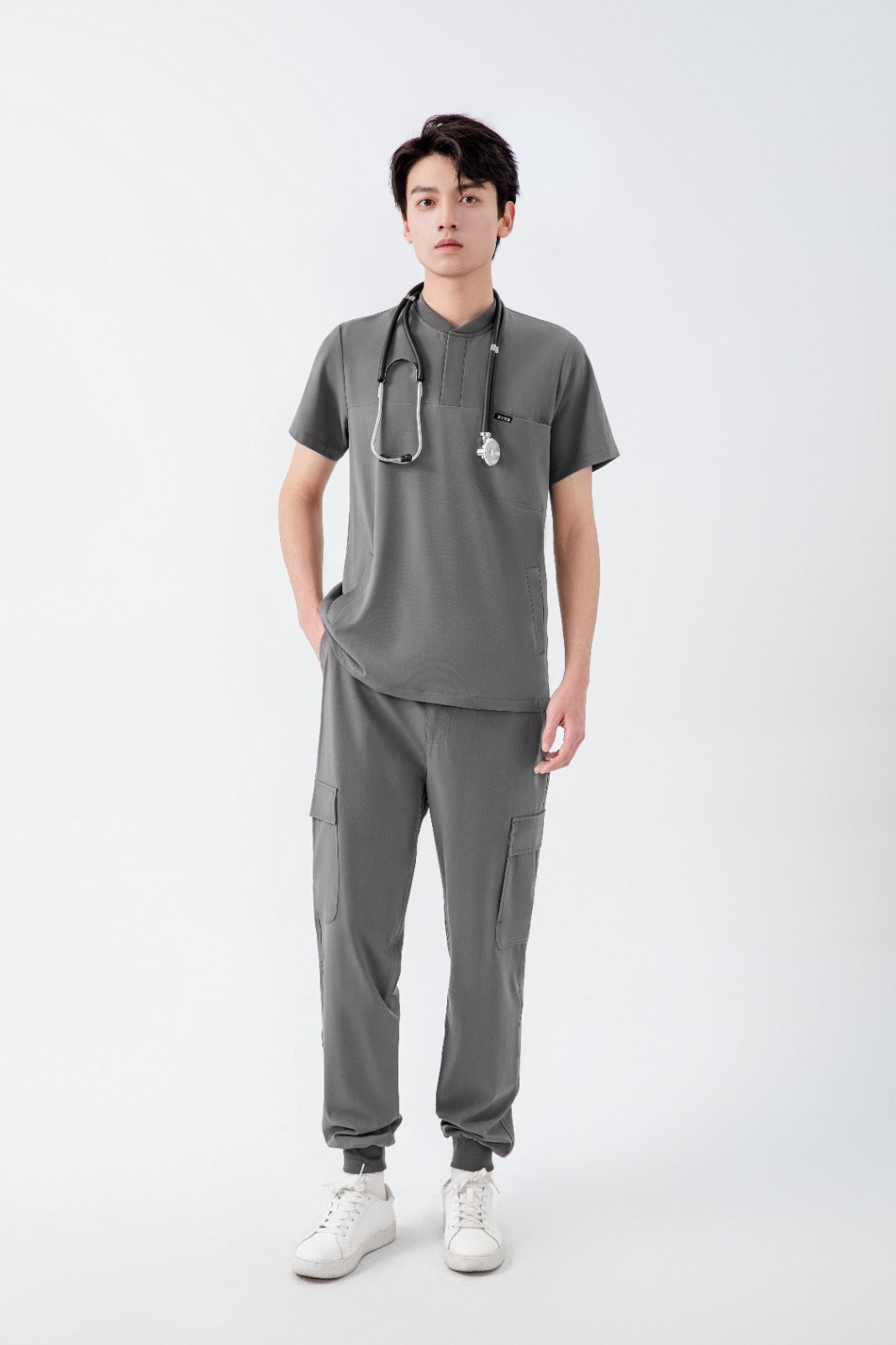 Charcoal Grey Men's Scrub Top