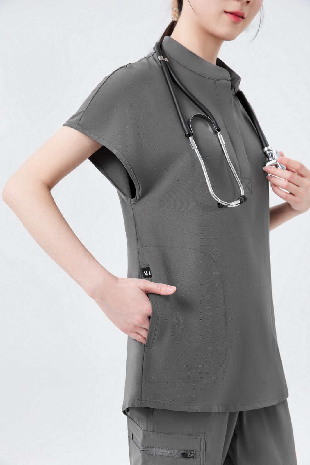 Charcoal Grey Women's Scrub Top