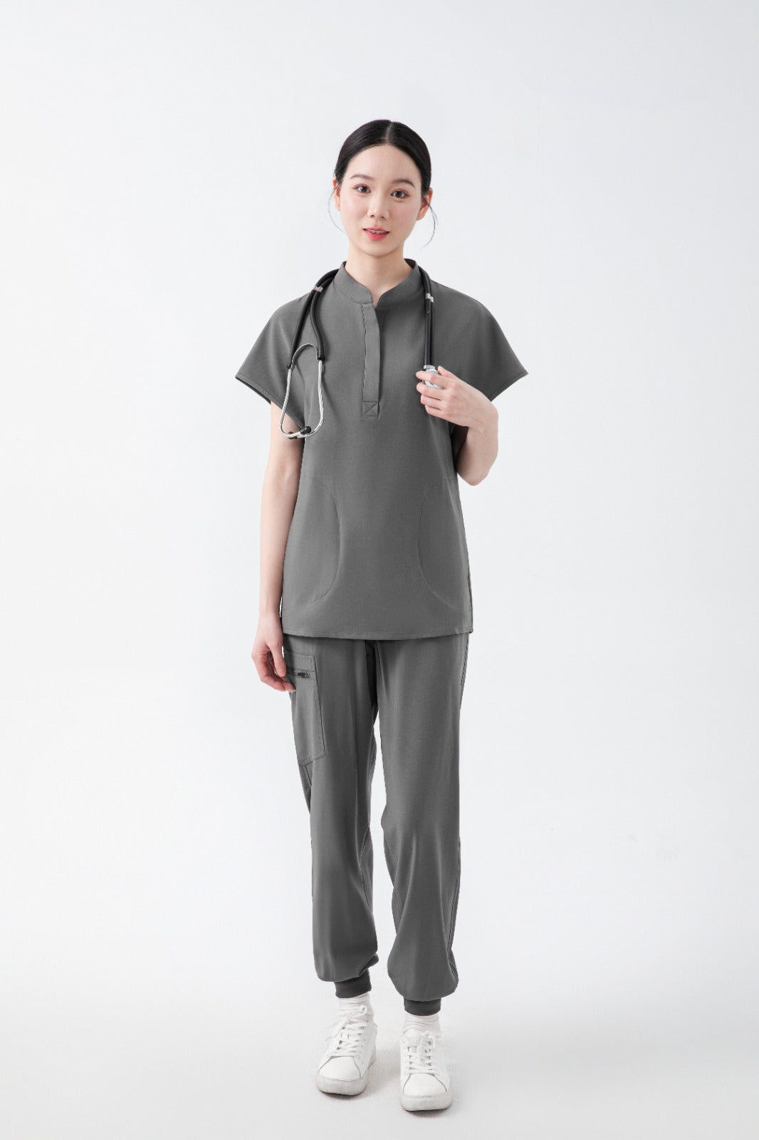 Charcoal Grey Women's Scrub Top