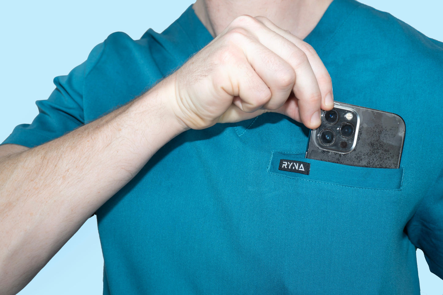 EasternRun Teal Men's Scrub Top