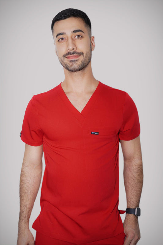 VeinForge Red Men's Scrub Top