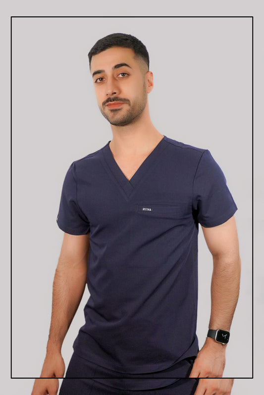 NauticThreads Navy Men's Scrub Top