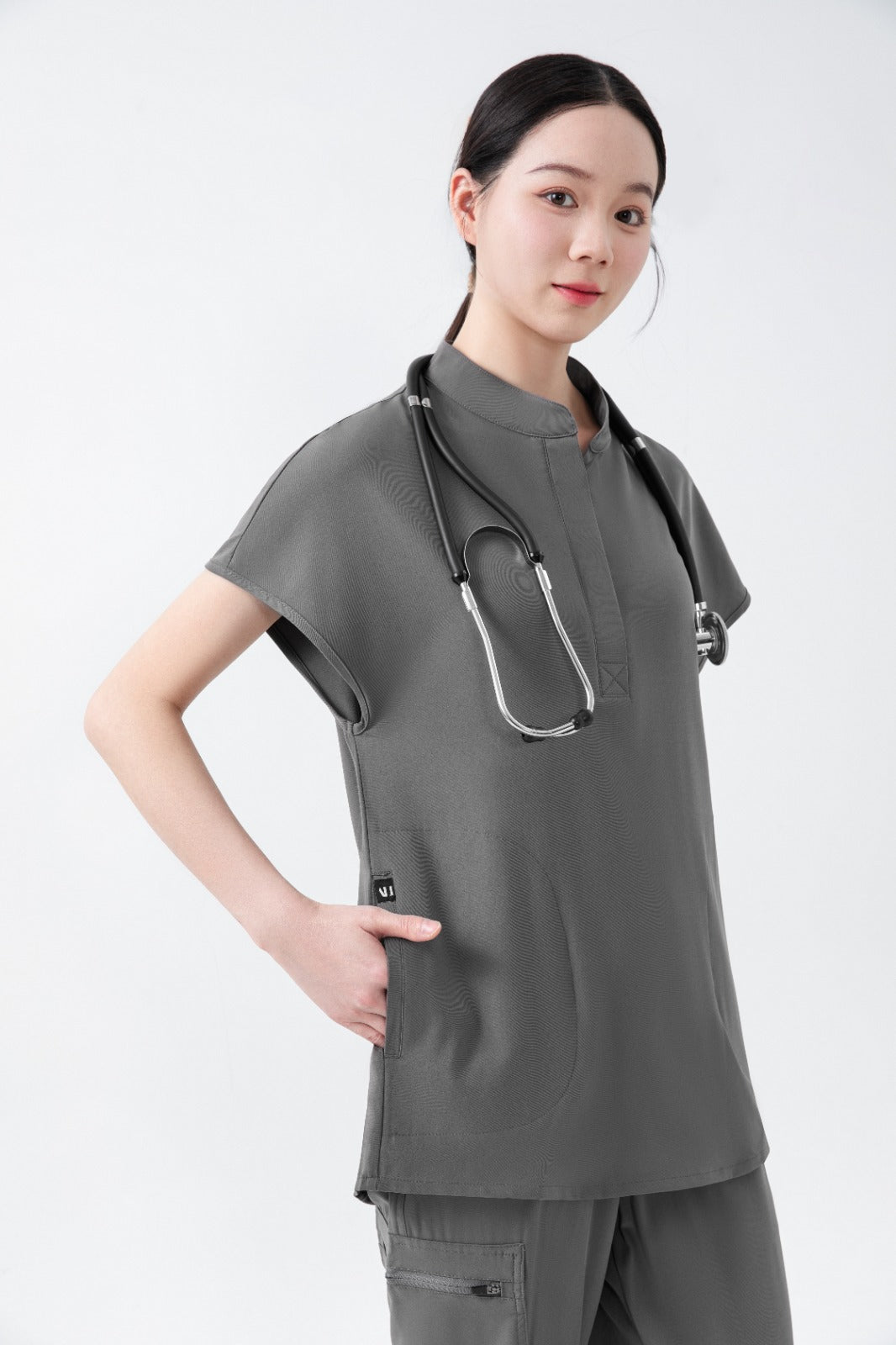 Charcoal Grey Women's Scrub Top