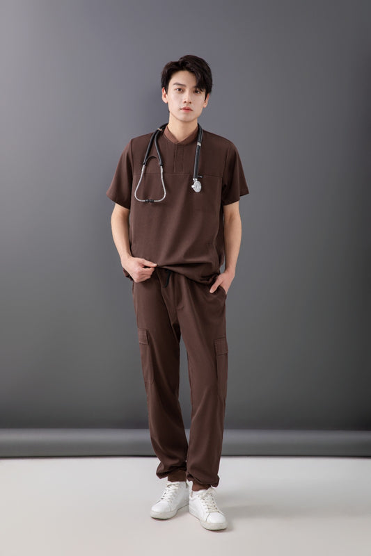 Coffee Brown Men's Scrub Top